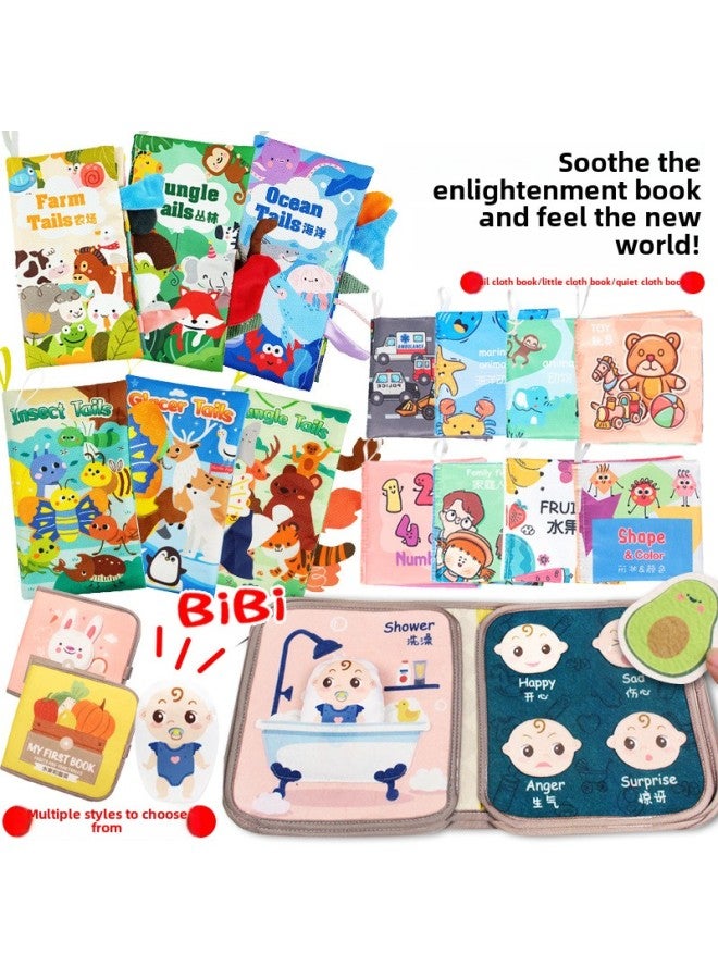 Cloth Book Baby Animal Three-dimensional Tail Early Education Cloth Book Educational Toys Newborn Baby Cloth Book-Color: Short Cloth Book-Fruit (Chinese And English Version, 4 Pages, 8 Faces With Sound Paper BB) 20g  - Image 2