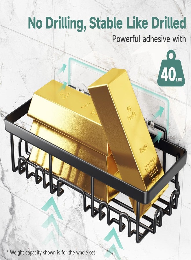 Veken Rustproof & Waterproof Shower Caddy 5-Pack, No Drilling Adhesive Wall Mounted Shower Shelves Rack, Heavy Weight Bearing, Large Organizer Storage Accessories, Ideal for Bathroom, Home & Kitchen - Image 3