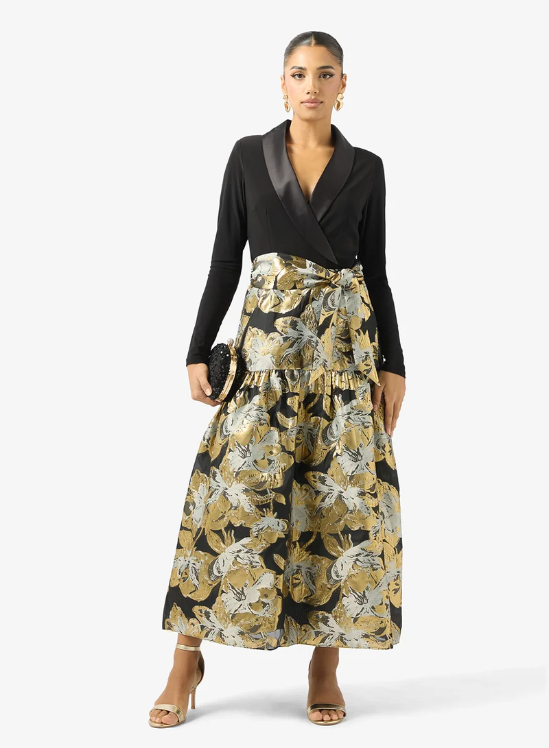 Adrianna Papell V-Neck Floral Print Midi Dress