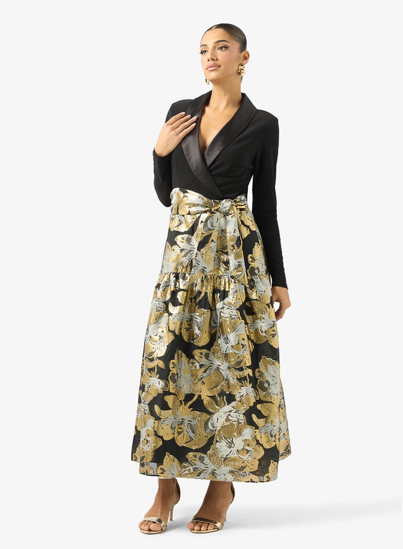 Adrianna Papell V-Neck Floral Print Midi Dress - Image 1