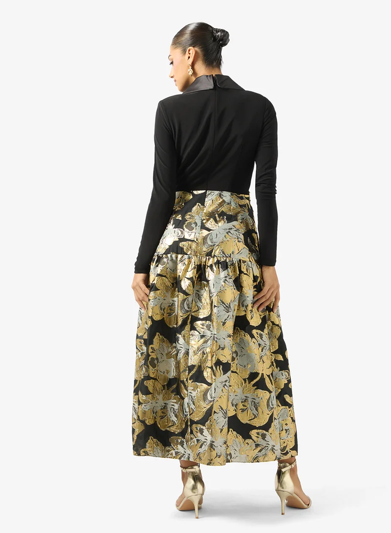Adrianna Papell V-Neck Floral Print Midi Dress