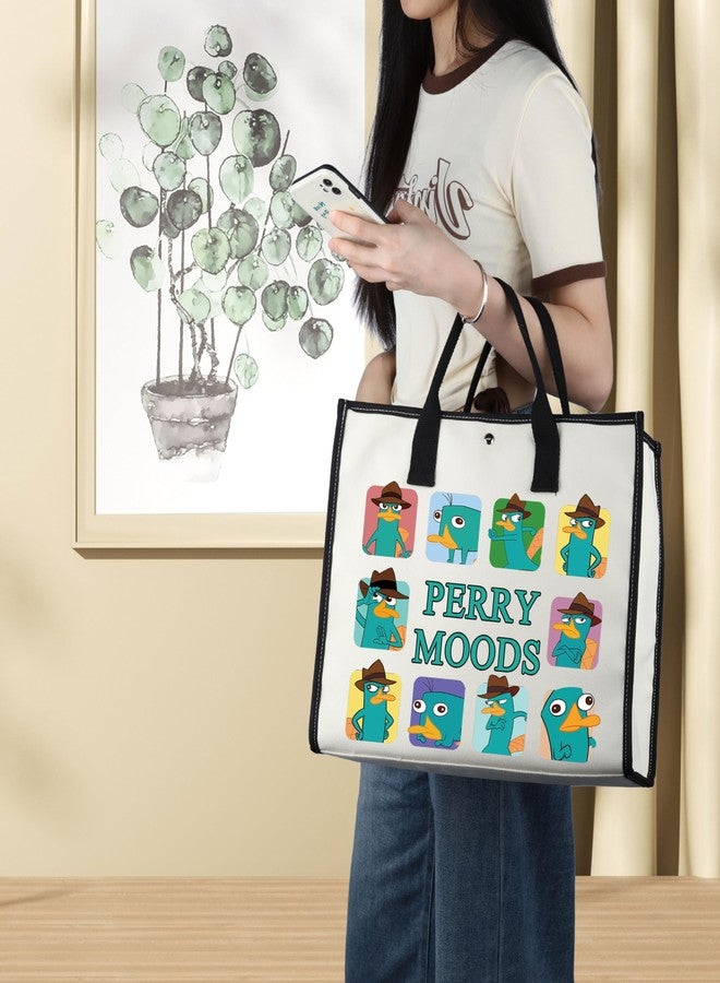 LEVLO Perry The Platypus Tote Bag OWCA Agent P Fans Gift Perry Moods Shoulder Bag Cartoon Platypus Merchandise (P erry Moods LT) - Image 5