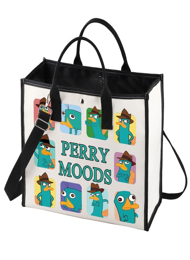 LEVLO Perry The Platypus Tote Bag OWCA Agent P Fans Gift Perry Moods Shoulder Bag Cartoon Platypus Merchandise (P erry Moods LT) - Image 1