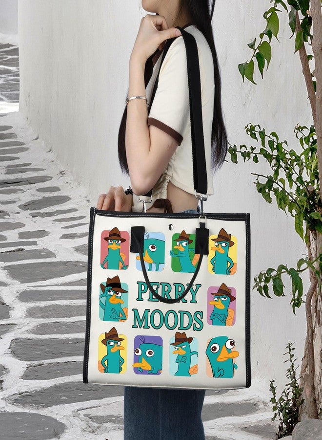 LEVLO Perry The Platypus Tote Bag OWCA Agent P Fans Gift Perry Moods Shoulder Bag Cartoon Platypus Merchandise (P erry Moods LT) - Image 3