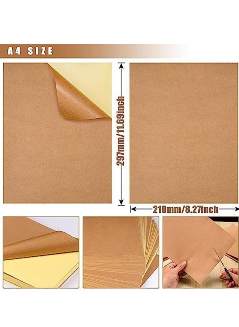 Generic - A4 Kraft Sticker Paper Labels,Full Sheet Printable Self Adhesive DIY Craft Project Labels for Laser Inkjet Printer(210 x 297mm) Graphics, Plotter Cutter Machines, Arts & Crafts  Strong Sticky (100) - Image 1