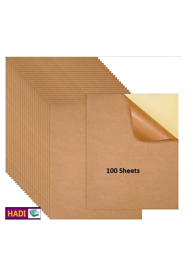 Generic - A4 Kraft Sticker Paper Labels,Full Sheet Printable Self Adhesive DIY Craft Project Labels for Laser Inkjet Printer(210 x 297mm) Graphics, Plotter Cutter Machines, Arts & Crafts  Strong Sticky (100) - Image 1