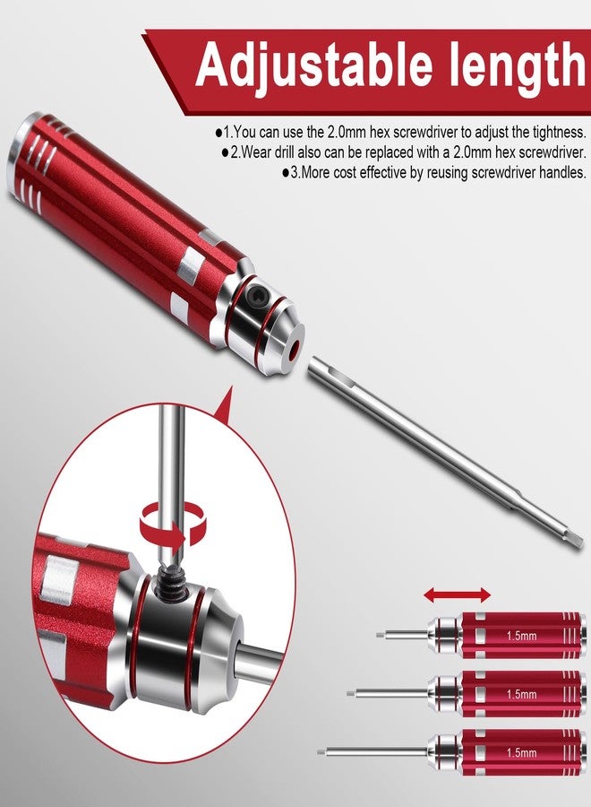 DULIWO 12 Pcs RC Car Tool Kit Screwdriver Set (Hex, Phillips, Flathead) with Pliers, Socket Wrenches, and Hobby Tools, Repair Tool for 1/18 1/24 RC Mini-Crawler SCX24, FCX24, TRX4M, UTB18, AX24(Red) - Image 4