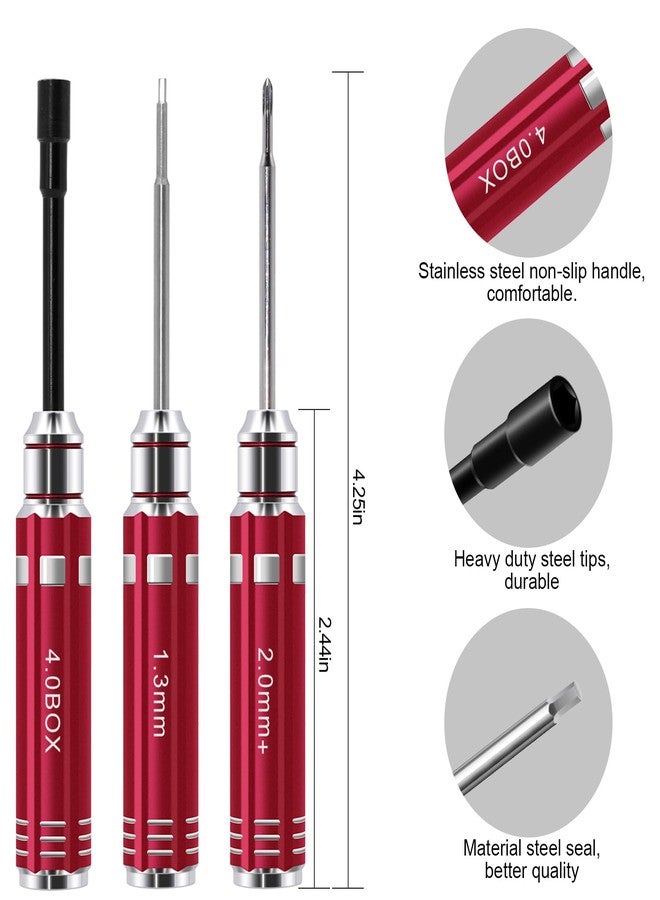 DULIWO 12 Pcs RC Car Tool Kit Screwdriver Set (Hex, Phillips, Flathead) with Pliers, Socket Wrenches, and Hobby Tools, Repair Tool for 1/18 1/24 RC Mini-Crawler SCX24, FCX24, TRX4M, UTB18, AX24(Red) - Image 2