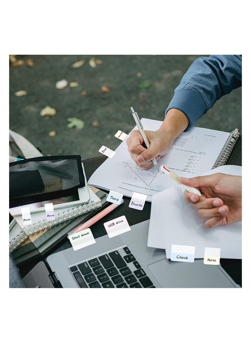 SYOSI Sticky Index Tabs, 420 Pieces Self Adhesive Flag Tabs Writable and Repositionable File Tabs Flags Colored Reading Tabs Page Markers for Binder, Book, Paper, Note, Filer Folder, 3 Sizes - Image 3