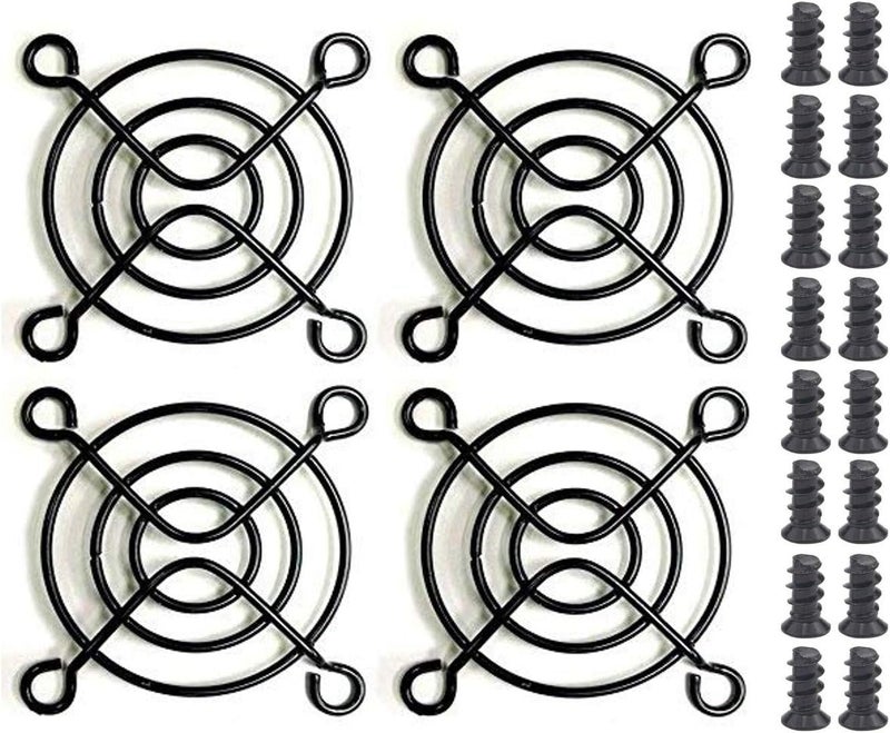 Easycargo 4pcs 50mm Fan Grill 50mm Guard Black with Screws (Black 50mm) - Image 1