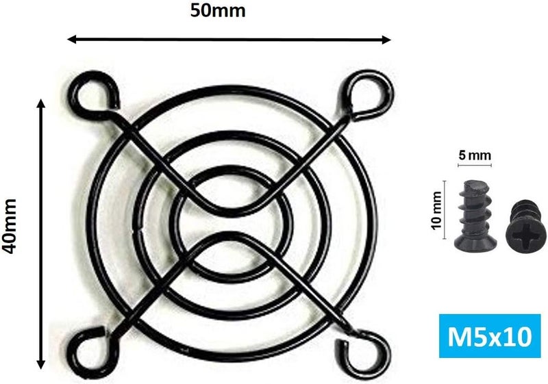 Easycargo 4pcs 50mm Fan Grill 50mm Guard Black with Screws (Black 50mm) - Image 2