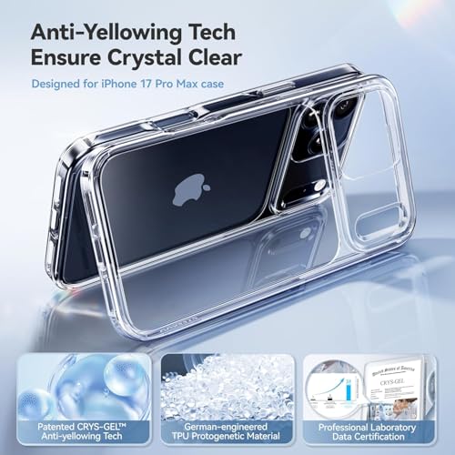 SBMS Transparent TPU Back Case Cover for Apple iPhone 17 Pro Max with Camera Protection, Shockproof, Anti-Yellowing, Scratch-Resistant, Wireless Charging Compatible for iPhone 17 Pro Max (Clear) - Image 4