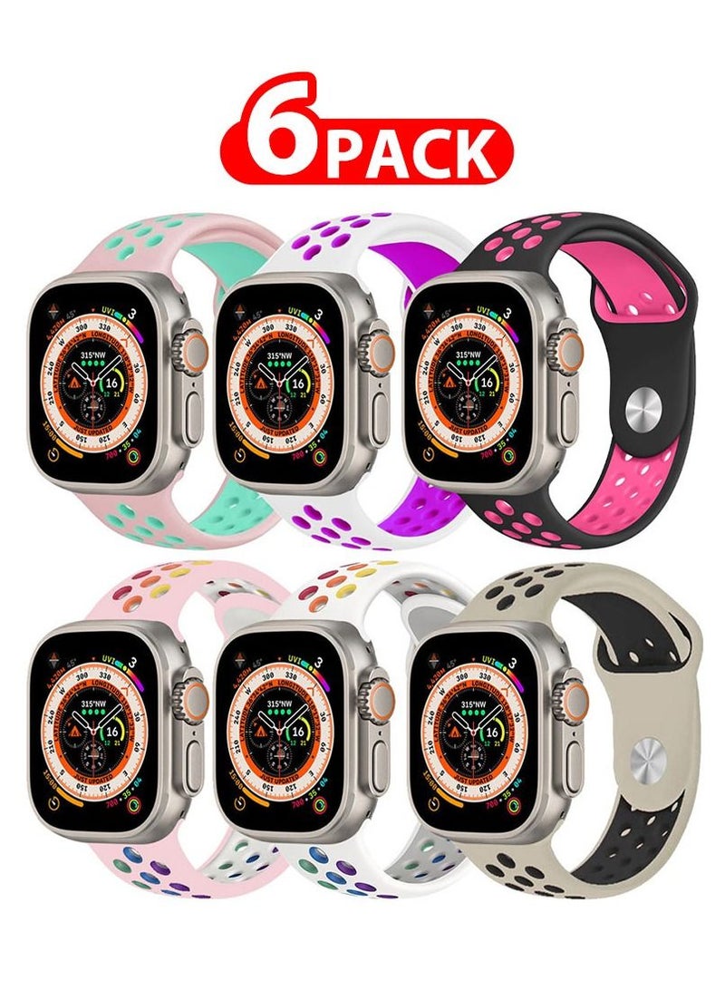 CATANES 6 Pack For Apple Watch 49mm 45mm 44mm 42mm Silicone Sport Band Nike Strap Compatible With iWatch Series Ultra/8/7/SE/6/5/4/3/2/1 - Image 1