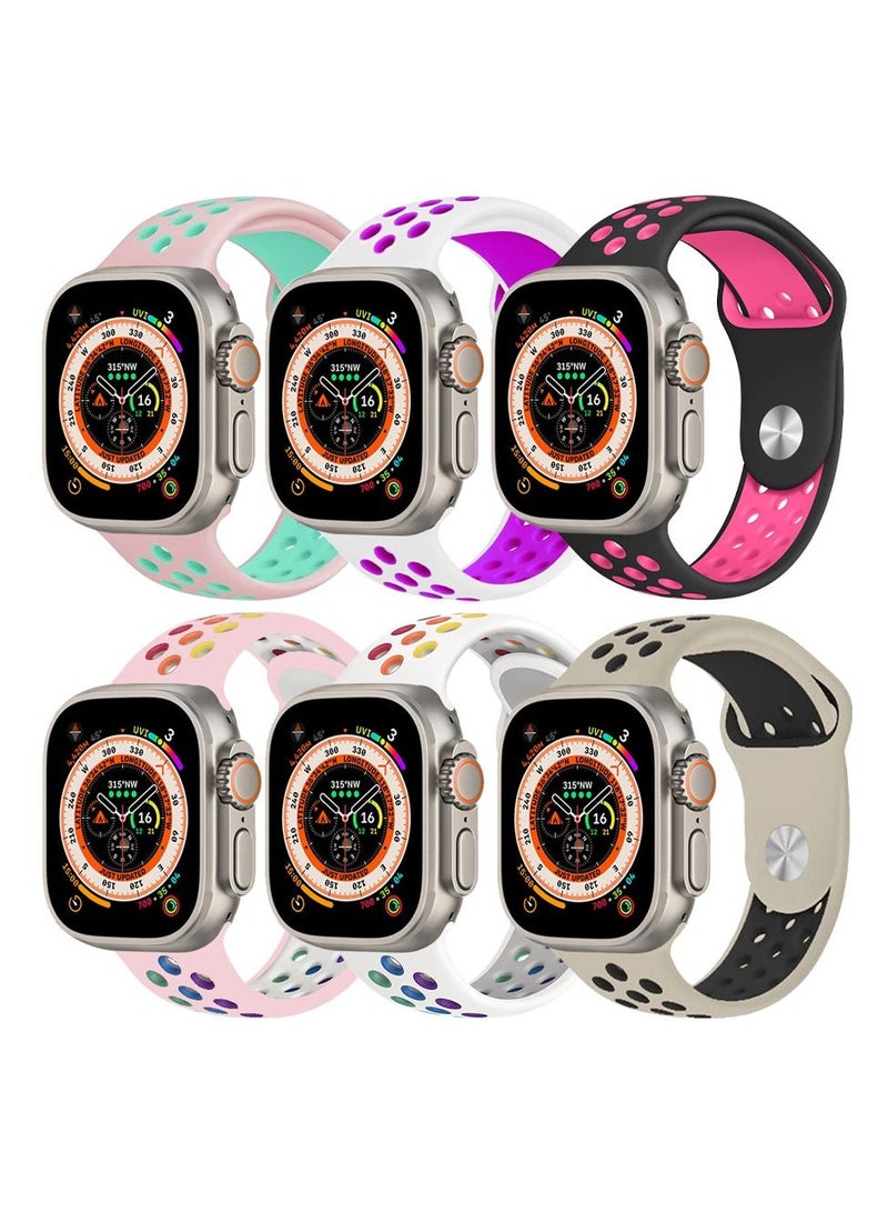 CATANES 6 Pack For Apple Watch 49mm 45mm 44mm 42mm Silicone Sport Band Nike Strap Compatible With iWatch Series Ultra/8/7/SE/6/5/4/3/2/1 - Image 2