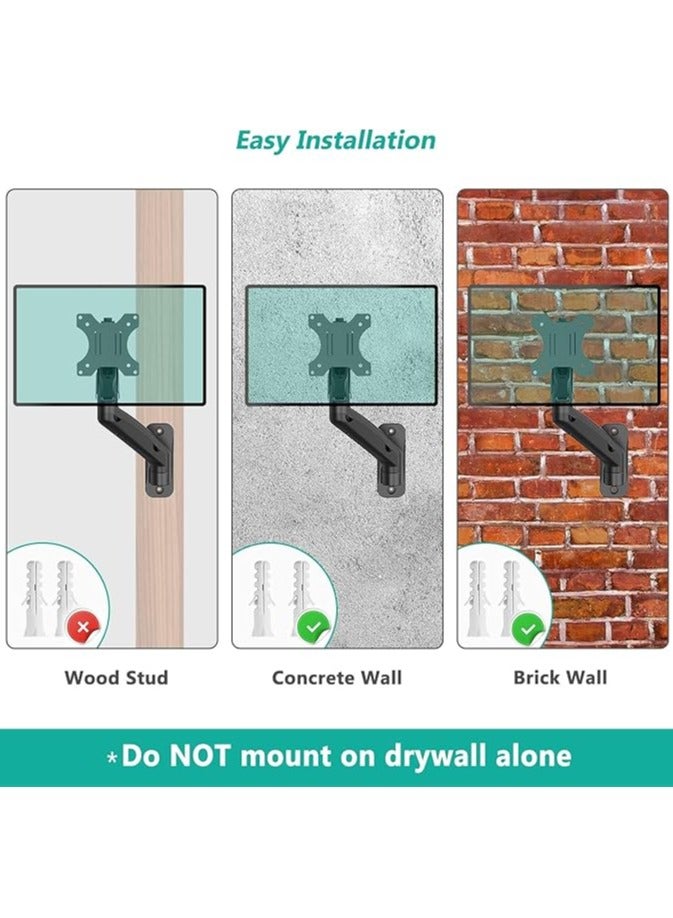 erorex OFFICE Wall Mounted Monitor Stand for 13-32 Inch Monitors| 8Kg Weight Capacity| Monitor Stand for Wall | Adjustable Metal Wall Monitor Mount | Pneumatic Adjustable Monitor Arm - Image 2