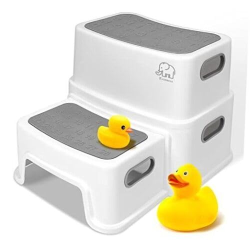 LEVGRY WU Step Stool for Kids Toddler Sink Step Up Stool for Kitchen Bathroom Safety Bottom as Potty Training Stool Double Step Stool for KitchenBathroom for Brushing Teeth Pack of 1