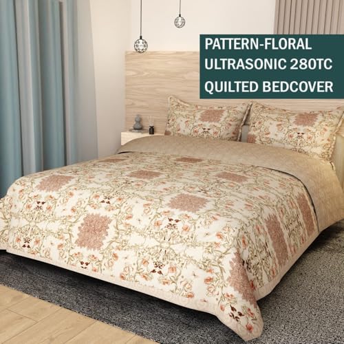 innovative edge 400 TC Heavy Cotton Elastic Fitted Bedsheet for Double Bed with 2 King Size Pillow Covers | Ultrasonic Bedcover | All-Around Elastic | Brown - Image 4