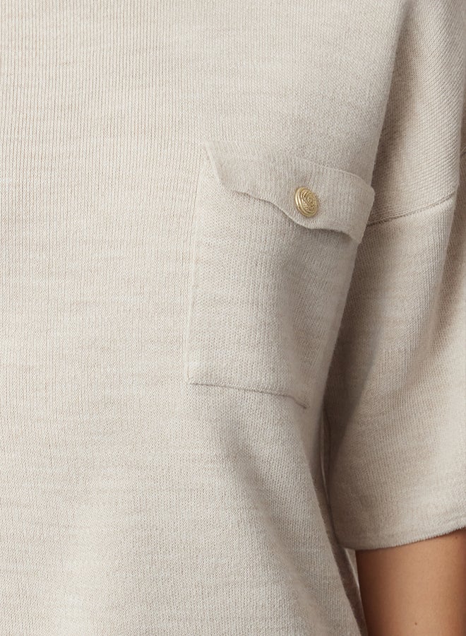 trendyol Beige Pocket Detailed Knitwear Sweater - Image 3