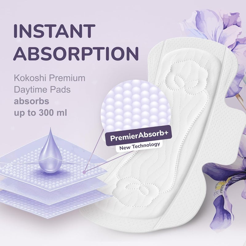 Kokoshi Premium Japanese Sanitary Pads for Women – 300mm, 8pcs | Ultra-Thin, Ultra-Soft, Odor-Control, Hypoallergenic Night Pads for Sensitive Skin (Heavy Nights) - Image 5