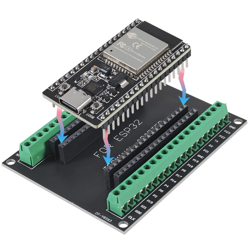 AITRIP 3Sets USB C 38 Pin ESP32 ESP-32D ESP-WROOM-32 CP2012 WiFi+Bluetooth Dual Core Type-C Interface ESP32-DevKitC-32 Development Board Module with ESP32 Breakout Board Shield Terminal Adapter - Image 5