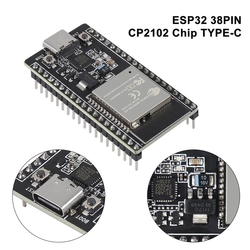 AITRIP 3Sets USB C 38 Pin ESP32 ESP-32D ESP-WROOM-32 CP2012 WiFi+Bluetooth Dual Core Type-C Interface ESP32-DevKitC-32 Development Board Module with ESP32 Breakout Board Shield Terminal Adapter - Image 4