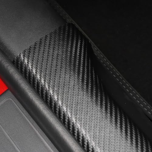 KUNGKIC for Ford Mustang 2024 2025 Car Door Edge Guards Sill Protector Stickers Film Anti-Collision Scuff Plate Cover All Weather Interior Accessories (PU, Carbon Fiber Pattern) - Image 4