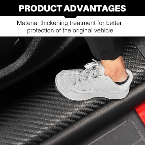 KUNGKIC for Ford Mustang 2024 2025 Car Door Edge Guards Sill Protector Stickers Film Anti-Collision Scuff Plate Cover All Weather Interior Accessories (PU, Carbon Fiber Pattern) - Image 5