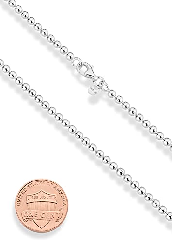 Miabella 925 Sterling Silver Italian Handmade 3mm Bead Ball Strand Chain Bracelet for Women Made in Italy (Length 7.5 Inches) - Image 2