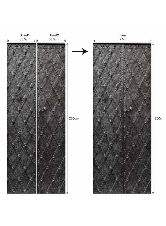 الأزرق جي دبليو 77/90cm3D عالية محاكاة الباب سلسلة ملصقات الباب القابلة للإزالة ، ملصقات الحائط المقاومة للماء ، غرفة النوم ، ملصق PVC ، غرفة المعيشة - Image 1