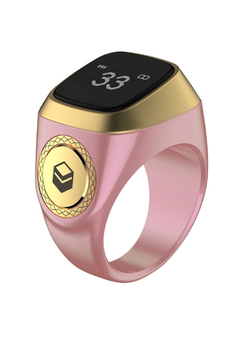 iQIBLA Smart Tasbih Zikr Ring OLED Display Powerful Battery Backup Smart Ring App Operated Tasbih Counter Prayer Reminder Technology Plastic 5 Prayer Time Reminders iQibla Smart Zikr Ring 18MM Pink - Image 1