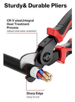 Antarkhoj Antarkhoj 5 in 1 Multifunctional Pliers Set with 5 Interchangeable Tool Heads Tool Kit Cable CuttingWire StrippingCrimping Tools Cable Cutter For Electricians Combination Lineman Pliers Screwdriver  - Image 4