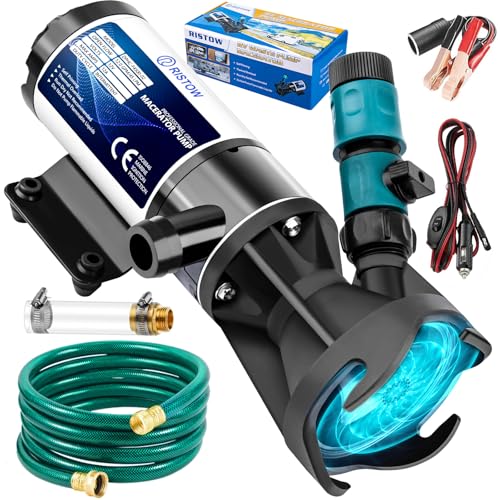 Ristow RV Macerator Pump 12V 12GPM RV Waste Water Pump SelfPriming Sewer Pump with Garden Hose Discharge Port Quick Release Sewage Pump with 10FT Tubing - Image 1