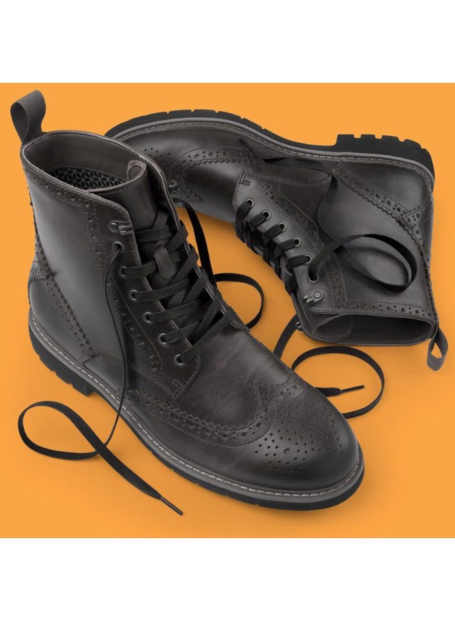 Miscly Flat Shoelaces - Waxed Tear-Resistant for Stiffles and Leather Shoes - 100% Cotton - Diameter 6 mm, black, 114 cm - Image 2