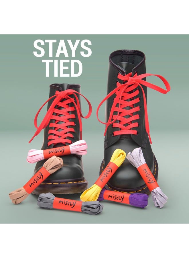 Miscly Flat Shoelaces - Waxed Tear-Resistant for Stiffles and Leather Shoes - 100% Cotton - Diameter 6 mm, black, 114 cm - Image 5