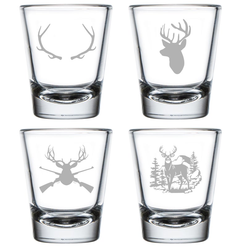MIP Set of 4 Shot Glasses 175oz Shot Glass Gift Deer Hunting Collection