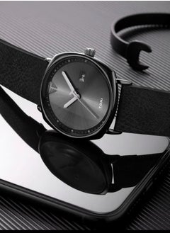 TOMI Tomi Black Leather Watch For Men And Women  - Image 3