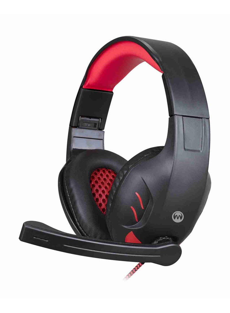 سماعة رأس كمبيوتر للألعاب MICRODIGIT Raider بتصميم متوافق بطول 1.8 متر (MD3012GH) سماعة رأس سلكية   (أسود، أحمر، على الأذن)
