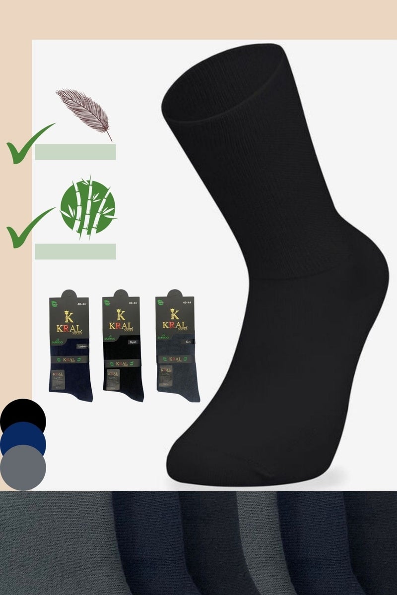Kral Socks Premium Busines Classic Long Length Seasonal Seamless Men's Bamboo Socket Socks (3 Pairs)  - Image 2