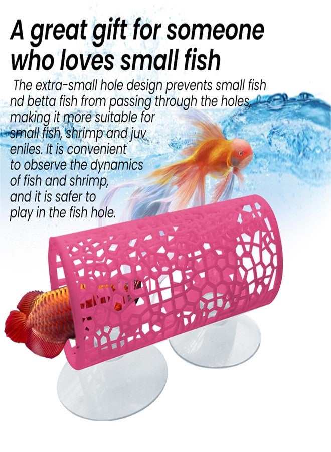 disclean Vibrant Pink Betta Fish Tunnel Cave - Decorative Hollow-Out Aquarium Hideout Ornament for Freshwater Fish Tanks, Perfect for Betta Fish to Play, Explore and Rest in Stylish Aquatic Decor - Image 3
