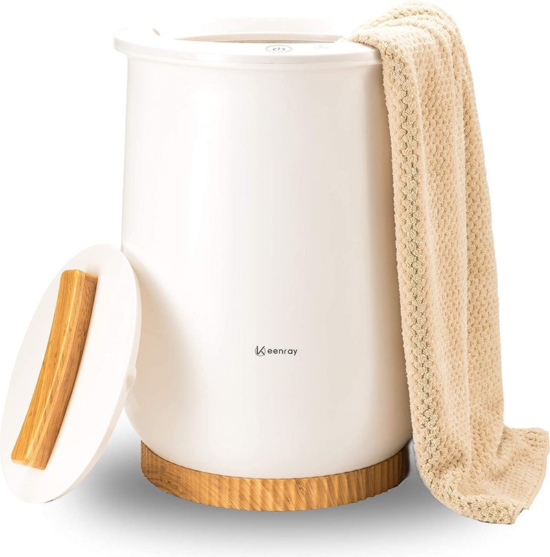 Keenray Bucket Style Towel Warmers, Luxury Bucket Towel Warmer, Large Towel Warmer for Bathroom, Auto Shut Off, Fits Up to Two 40"X70" Oversized Towels, Bathrobes, Blankets, PJ's and More, White, CL1 - Image 1