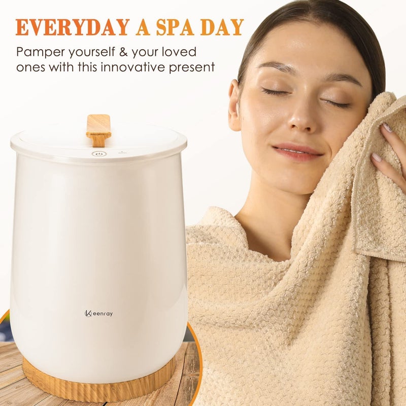 Keenray Bucket Style Towel Warmers, Luxury Bucket Towel Warmer, Large Towel Warmer for Bathroom, Auto Shut Off, Fits Up to Two 40"X70" Oversized Towels, Bathrobes, Blankets, PJ's and More, White, CL1 - Image 5