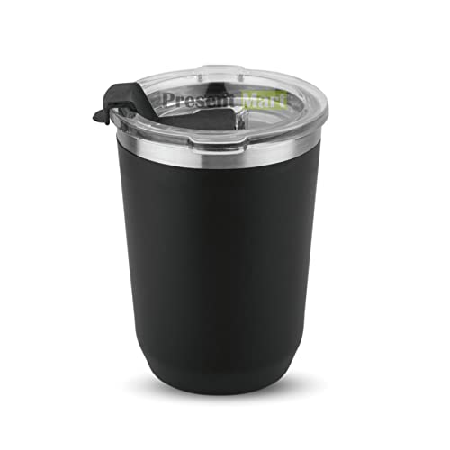 Present Mart Stainless Steel Coffee Mug 350ml, Premium Clear Cap Mug with Lid Flip Top Mugs, Leakproof Coffee Mugs, Travel Mug,Tea Cup,Insulated Coffee Mug |Black (Without Handle) - Image 1