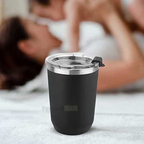 Present Mart Stainless Steel Coffee Mug 350ml, Premium Clear Cap Mug with Lid Flip Top Mugs, Leakproof Coffee Mugs, Travel Mug,Tea Cup,Insulated Coffee Mug |Black (Without Handle) - Image 5