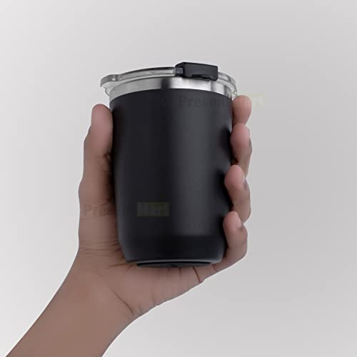 Present Mart Stainless Steel Coffee Mug 350ml, Premium Clear Cap Mug with Lid Flip Top Mugs, Leakproof Coffee Mugs, Travel Mug,Tea Cup,Insulated Coffee Mug |Black (Without Handle) - Image 2