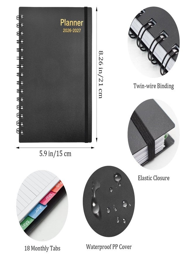 VANRA Daily Planner 2026-2027 (Jan 2026 - Jun 2027) - 18 Month Monthly Planner with Tabs, Agenda Book Yearly Weekly Academic Calendar, Flexible Cover with Spiral Binding, A5 Size (Black) - Image 3