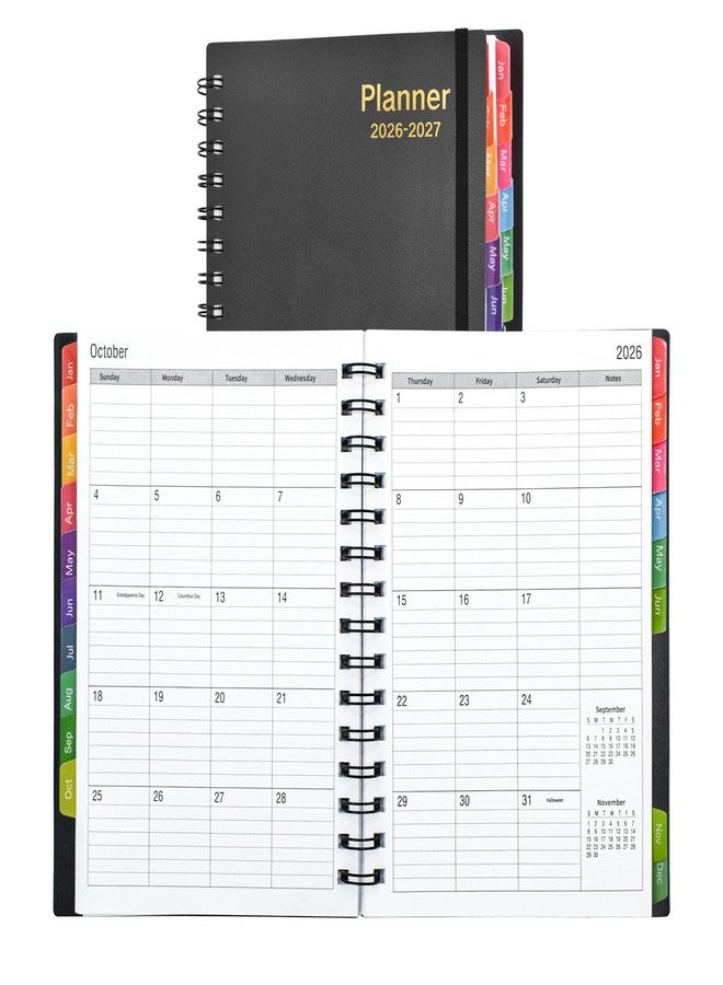 VANRA Daily Planner 2026-2027 (Jan 2026 - Jun 2027) - 18 Month Monthly Planner with Tabs, Agenda Book Yearly Weekly Academic Calendar, Flexible Cover with Spiral Binding, A5 Size (Black) - Image 1