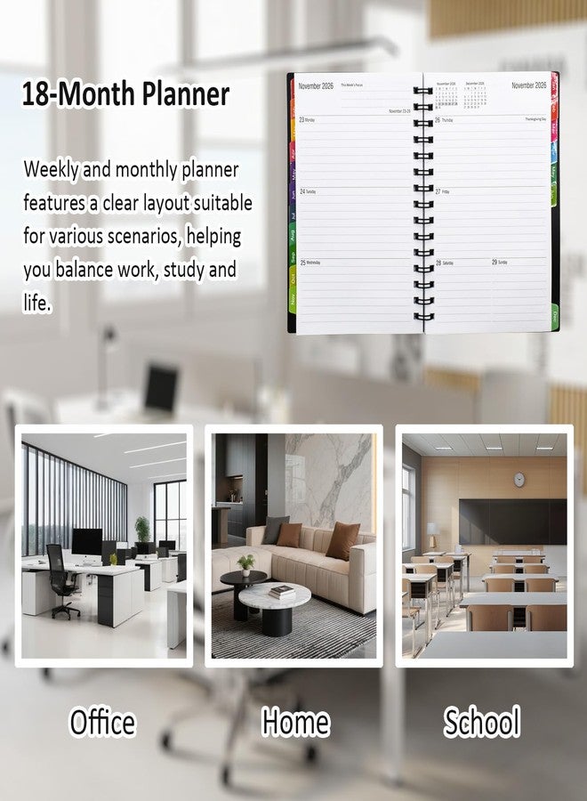 VANRA Daily Planner 2026-2027 (Jan 2026 - Jun 2027) - 18 Month Monthly Planner with Tabs, Agenda Book Yearly Weekly Academic Calendar, Flexible Cover with Spiral Binding, A5 Size (Black) - Image 5
