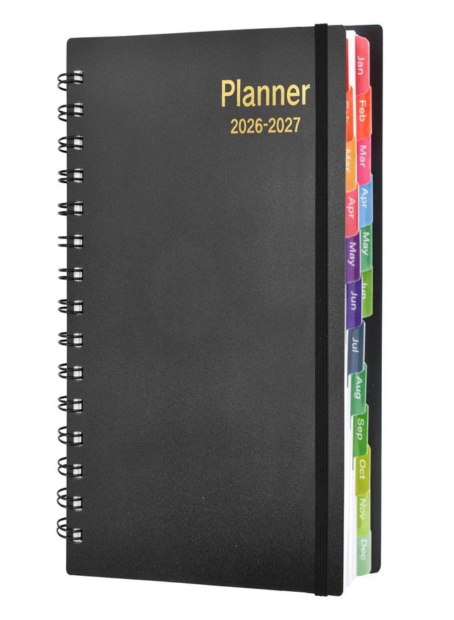 VANRA Daily Planner 2026-2027 (Jan 2026 - Jun 2027) - 18 Month Monthly Planner with Tabs, Agenda Book Yearly Weekly Academic Calendar, Flexible Cover with Spiral Binding, A5 Size (Black) - Image 2