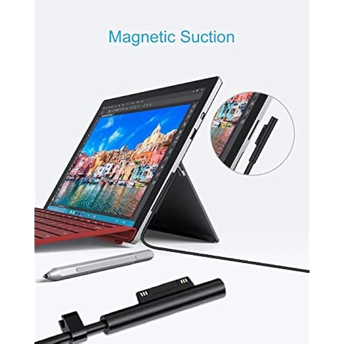 DTK SURFACE PRO CHARGER, 15V 4A 65W LAPTOP POWER ADAPTER FOR MICROSOFT SURFACE PRO 3/4/5/6/7/8/X SURFACE BOOK 1 2 3 SURFACE GO 1 2 SURFACE TABLET WITH USB CHARGING PORT - Image 2