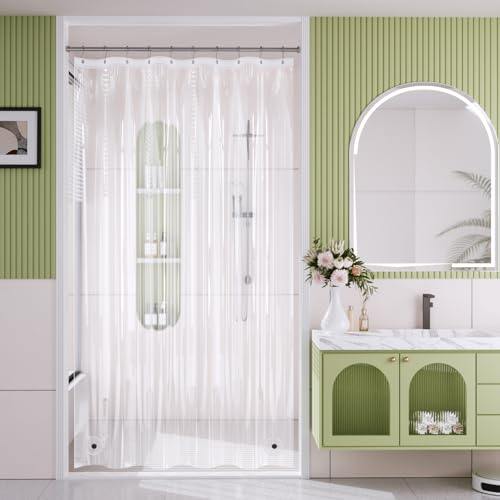 AmazerBath Shower Curtain Liner Small 60x72 Clear Camper Shower Curtain Waterproof Plastic Shower Liner Lightweight PEVA Shower Curtain for Bathroom with 3 Magnets and 10 Rustproof Metal Grommets